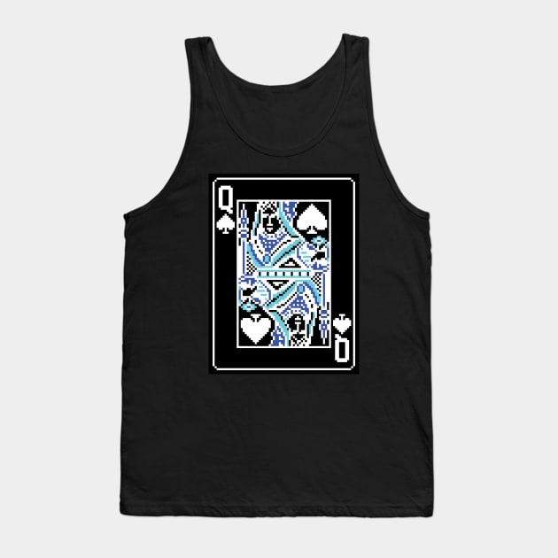 Queen of Spades Pixel Art Bright Negative Mode Tank Top by inotyler